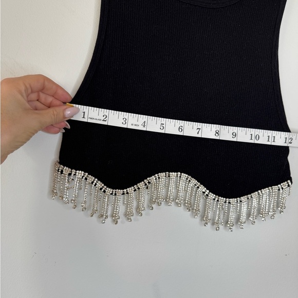 Zara Black Embellished Crop Tank Top - Picture 10 of 17